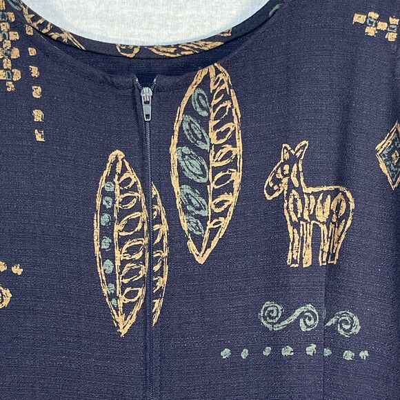 K‎ Studio Maxi Dress Women Size 16 Blue Nature Print Back Zip Vintage - Picture 3 of 13